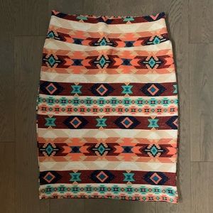 EUC pink tribal LulaRoe Cassie skirt